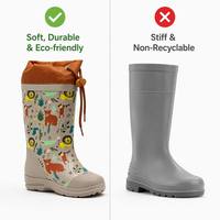 Bottes de pluie pour enfants en caoutchouc naturel léger et souple, imprimé animaux de la jungle, col à cordon, imperméables, type Wellington