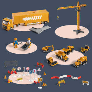 مجموعة عربات النقل المصنوعة من سبائك القصور الذاتي بشاحنة دييكاست ، ألعاب بناء مركبة معدنية للأطفال ، سيارات مصبوبة بالقالب - Product Image 4