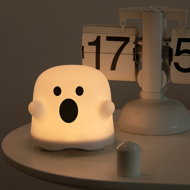 Modern Rechargeable Silicone LED Night Lamp Cute Cartoon Ghost Table Lamp USB Touch Sensor for Baby Nursery Bedroom Living Room