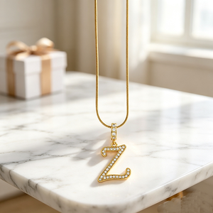 จี้ตัวอักษรประดับคริสตัลแบบ Gold Pavé A-Z สร้อยคอชื่อเพื่อนเจ้าสาวแบบสั่งทำได้ ของขวัญขายส่งสำหรับผู้หญิง - Product Image 3