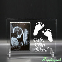 Support de table en verre gravable vierge pour cadre photo de trace de pied, idéal pour cadeaux de baptême de bébé