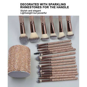 Ensemble de pinceaux de <span class=keywords><strong>maquillage</strong></span> professionnels Sparkle Glam Diamond Rhinestone, 18 pièces, poils synthétiques scintillants pour le <span class=keywords><strong>maquillage</strong></span> du visage - Product Image 6
