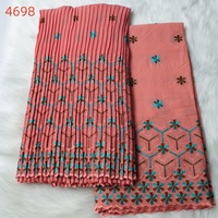 4698 Dentelle suisse en voile, dentelle africaine nigériane Lafaya, ensemble de 5 yards + 4 yards de dentelle en coton, tissu de Dubaï