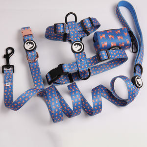 ペット用品新しいデザイナーペット犬ハーネスリーシュと襟メッシュパッド入りカスタムロゴ印刷高級犬Hハーネス小型 - Product Image 1