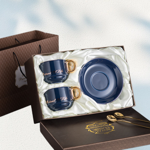 Ensemble cadeau de tasses à café de luxe personnalisées avec poignée dorée, soucoupe et cuillère, boîte d'emballage avec logo personnalisé <span class=keywords><strong>pour</strong></span> les cadeaux d'affaires - Product Image 1