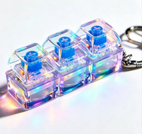 Porte-clés mécanique à 3 touches avec lumière LED, transparent RGB, anti-stress, jouet clicker, cadeau promotionnel