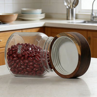 Bocaux de conservation en verre de qualité alimentaire avec couvercle en bois, hermétiques, pour aliments secs, céréales, pâtes, 100ml-1000ml