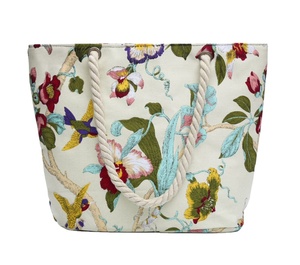 Sac de plage Besto en toile de coton réutilisable et écologique, durable, avec fermeture éclair, poignée en corde, extra large, personnalisable, pour voyage ou mariée - Product Image 1