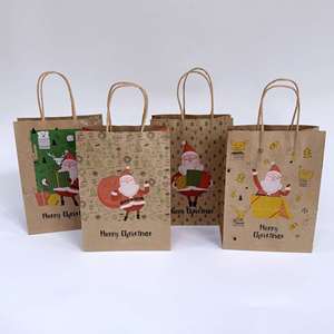 Bolsas de Regalo Pequeñas de Papel Kraft Marrón con Estampado de Papá Noel, Reciclables, para Fiestas, Disponibles en Stock - Product Image 2