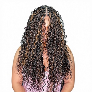 Extensiones de Cabello Sintético Ondulado Ombre para Trenzas, Fibra de Alta Temperatura, Trama Única, para Mujer - Product Image 3