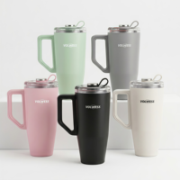 Tumbler 30oz Anti Bocor Bebas BPA dari Baja Tahan Karat 304 Berdinding Ganda dengan Vakum Isolasi, Dilengkapi Pegangan dan Tutup, Tahan Panas