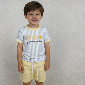 Stock: Conjuntos de algodón orgánico con estampado de verano para niñas, estilo 'You Are My Sunshine', ropa al por mayor para bebés, boutique para hermanos, fábrica infantil - Product Image 3