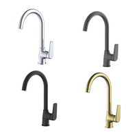 Robinet de cuisine noir mat en laiton massif, monocommande, à arc haute, orientable, avec douchette extractible, à poser sur plan, contemporain, eau chaude/froide