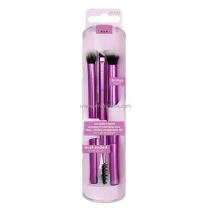 Técnica Real Roxo Ângulo Roxo Dual Side Double Head Ended Sobrancelha Sombra Olho Make Up Makeup Brush Set Com Espelho