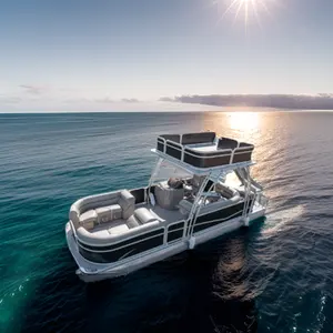 Kinlife-Yacht Catamaran de luxe à deux étages pour petit lac, yacht en aluminium britannique avec moteur hors-bord pour la vente de divertissement, 2024