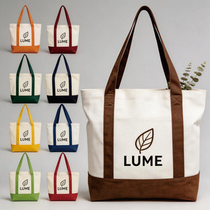 Grands sacs fourre-tout en toile imprimés personnalisés pour épicerie en coton Sacs à provisions brodés recyclables avec logo - Product Image 1