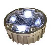 Borne lumineuse solaire LED blanche en aluminium, ronde, non-réfléchissante, protection IP68, pour marquage routier souterrain, allées, ponts et quais