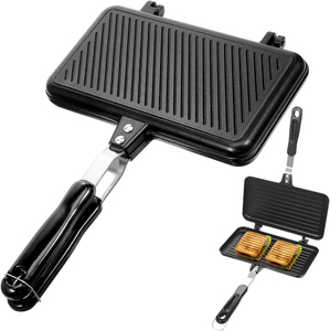Popular Portable Sandwich Cake Mold Aluminium Roasting <b>Pan</b> Outdoor Use Two Side Breakfast Sandwich Grill <b>Pan</b> - Product Image 2