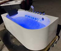 Baignoire autoportante de luxe en acrylique intelligente pour appartement/villa, capacité 1 personne, multifonctionnelle avec cascade et remous.