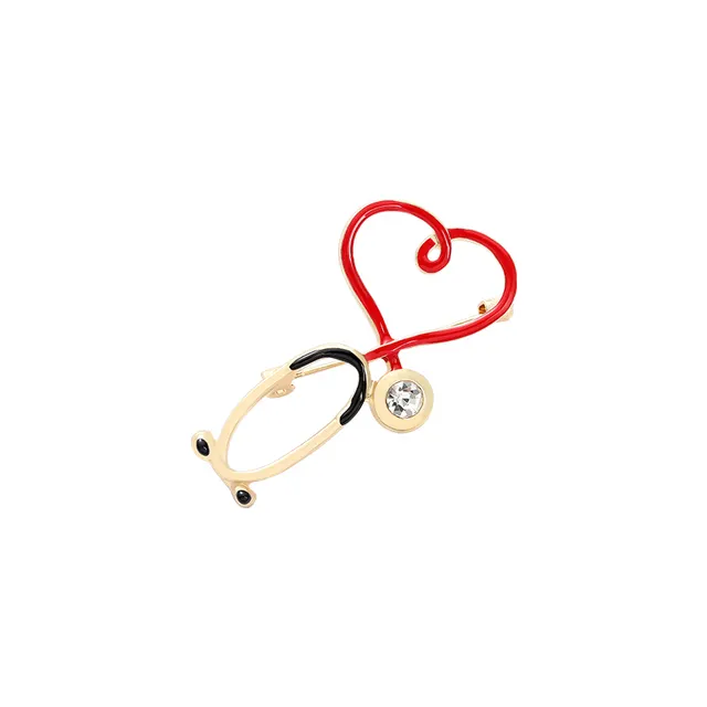 Free Sample Custom Medical Stethoscope Brooches Pins Badges For Doctor Nurse Dentist Jewelry Enamel Jackets Collar Pin