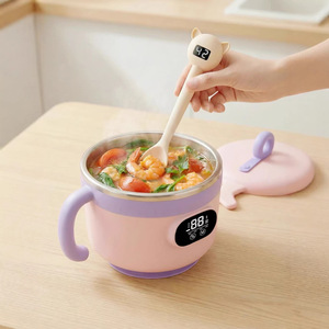 Bol <span class=keywords><strong>de</strong></span> vaisselle pour enfants NYK en silicone, motif ours <span class=keywords><strong>de</strong></span> dessin animé, une pièce, thermosensible, anti-chute, avec cuillère intégrée - Product Image 3