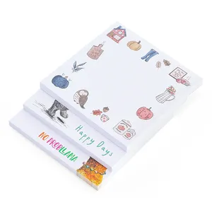 Papel de notas adesivas para impressão personalizada, tamanho do logotipo, almofada de memorando Kawaii, padrão personalizado 3X3, notas adesivas