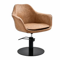 Chaise de coiffure de salon avec base ronde hydraulique et levier de pied, couleur bordeaux