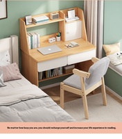 Bibliothèque intégrée Bureau d'ordinateur pour petit appartement Table d'étude simple pour bureau à domicile avec panneau Style bois pour étudiants écrivains