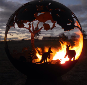 Calentadores de Exterior de Leña Ecológicos Rústicos Personalizables, de Acero Corten, Tipo Esfera, Cuenco o Globo para Fogatas - Product Image 1