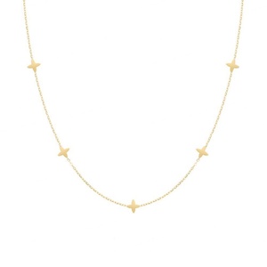 Collier ras du cou en acier inoxydable plaqué or 18 carats avec étoile à quatre branches simple, bijoux de mode pour femmes, vente en gros - Product Image 2