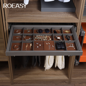 ROEASY <span class=keywords><strong>Armario</strong></span> Hardware <span class=keywords><strong>Organizador</strong></span> Marco de aluminio Extraíble Cajón de joyería Bandeja Caja de cuero - Product Image 2