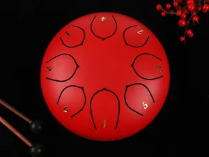 Factory Offer The Small Size Design 6inch 15cm Red Hank Drum Ckey Balmy Drum For Kids Steel Tongue Drum