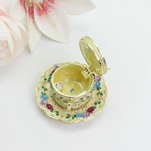 SHINNYGIFTS smaltato tazza di caffè scatole di gioielli in smalto con regali di fiori dipinti a mano per la decorazione della casa - Product Image 4