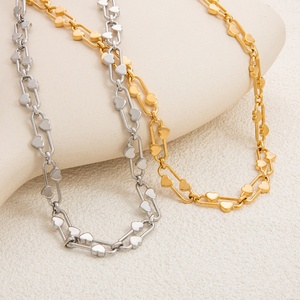 Collar de Cadena de Acero Inoxidable para Mujer, Chapado en Oro de 18K, Impermeable, Estilo Hip-hop, Lujo Ligero, Diseño de Clip de Papel, Joyería para Clavícula - Product Image 1