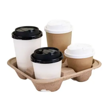 Custom durable paper disposable coffee pod storage cup holder milk tea takeout packaging pulp base made from paper coffee Dougal