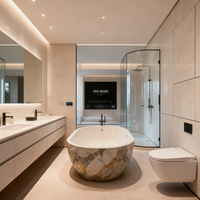 Design d'intérieur minimaliste et luxueux avec des matériaux de qualité supérieure et une palette monochrome