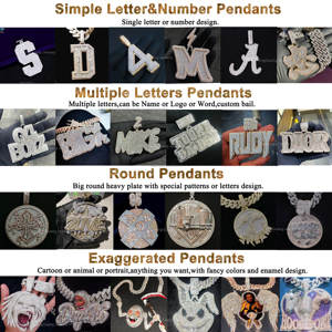 Custom Vvs Moissanite 925 Sterling Zilver Heren Email Iced Out Hiphop Hanger Logo Letter Charm Rapper Sieraden - Product Image 2