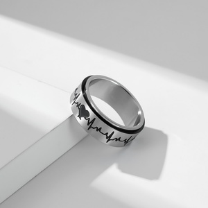 Stainless Steel ECG Heartbeat Monitor Wedding <b>Ring</b> for Gift Engraved Baby Heartbeat Beat <b>Ring</b> for Engagement and Personalized - Product Image 6