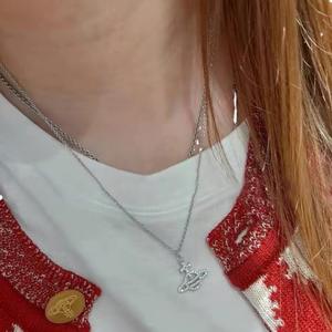 Collar de circonita Saturno de moda Empress Dowager Vivienne, cadena de plata para clavícula, joyería para mujer, venta al por mayor Yuanchen - Product Image 4