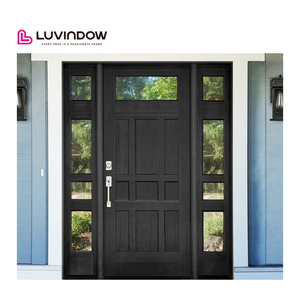 アメリカの木製玄関ドアデザイン、住宅用モダンチークオーク無垢材商業用エントランスドア - Product Image 5