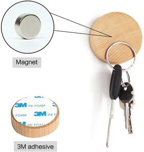 <span class=keywords><strong>Porte</strong></span>-clés pièces de monnaie cartes cintre clé en bois rond bois support mural aimant suspendu <span class=keywords><strong>porte</strong></span>-clés support pour mur - Product Image 6