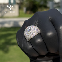 Bague de mode en argent sterling 925 avec moissanite VVS, bague hip-hop personnalisée entièrement pavée de moissanites