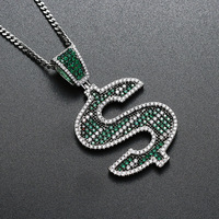 Collier pendentif dollar vert en gros, serti de zircons cubiques, bijoux hip-hop