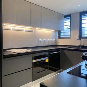 EE. UU. Proyecto automático más nuevo moderno gris laca prefabricada Base superior cocina vitrina muebles de cocina - Product Image 4