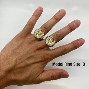 14K chapado en oro herradura Virgen María señora Guadalupe CZ anillo de la suerte para hombres él joyería religiosa única - Product Image 4