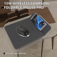 Support de téléphone pliable rectangulaire 15W pour jeux, charge sans fil, résistant à l'eau, antidérapant, en caoutchouc PU + tissu, tapis de souris de 7 mm d'épaisseur