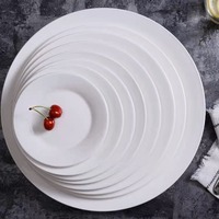 Assiette de buffet d'hôtel blanc pur Restaurant porcelaine à manger 5/6/7/8/9/10/11/12 pouces plat blanc servant des assiettes en céramique