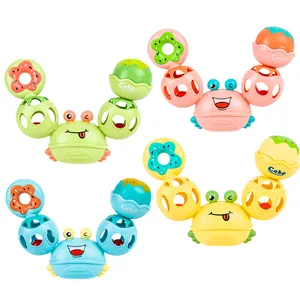 Wholesale Educational baby&toddler toys Plastic Cartoon Crab Twist Shaking Bells baby crab toys Hand Rattle sensory toys