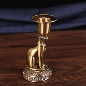 เชิงเทียนรูป<span class=keywords><strong>แมว</strong></span>อียิปต์สุดสร้างสรรค์ วินเทจ ทำจากโลหะผสมสังกะสี ของตกแต่ง - Product Image 3