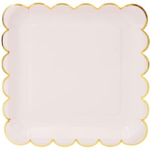 Modern 9 Inch Square Pastel Paper Gold Foil Dinner <b>Plate</b> Scallop Edge Factory Direct Hot Selling for Special Celebrations - Product Image 4